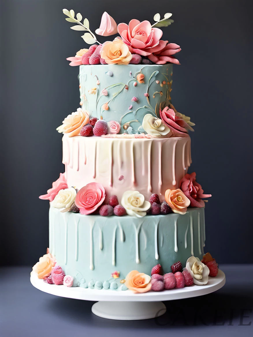 3 Tier Flower Loaded Cake